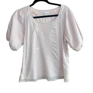 GAP Pale Pink Beaded Embroidered Peasant Top Size Small